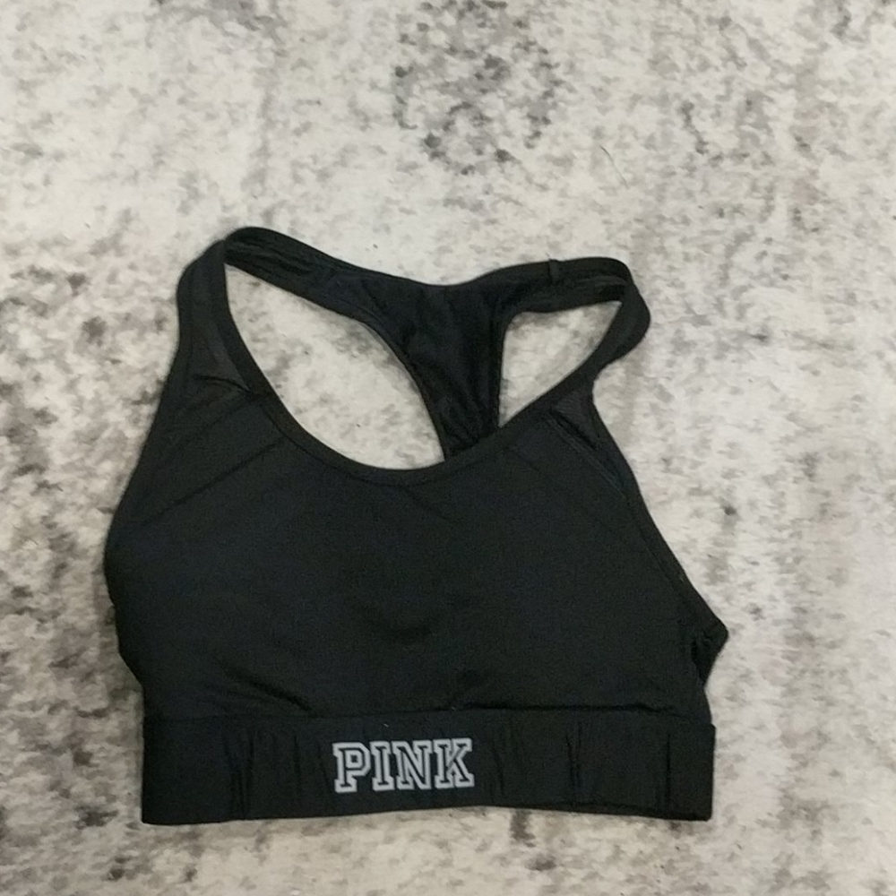 Pink Victoria secret black sports bra - Picture 2 of 5
